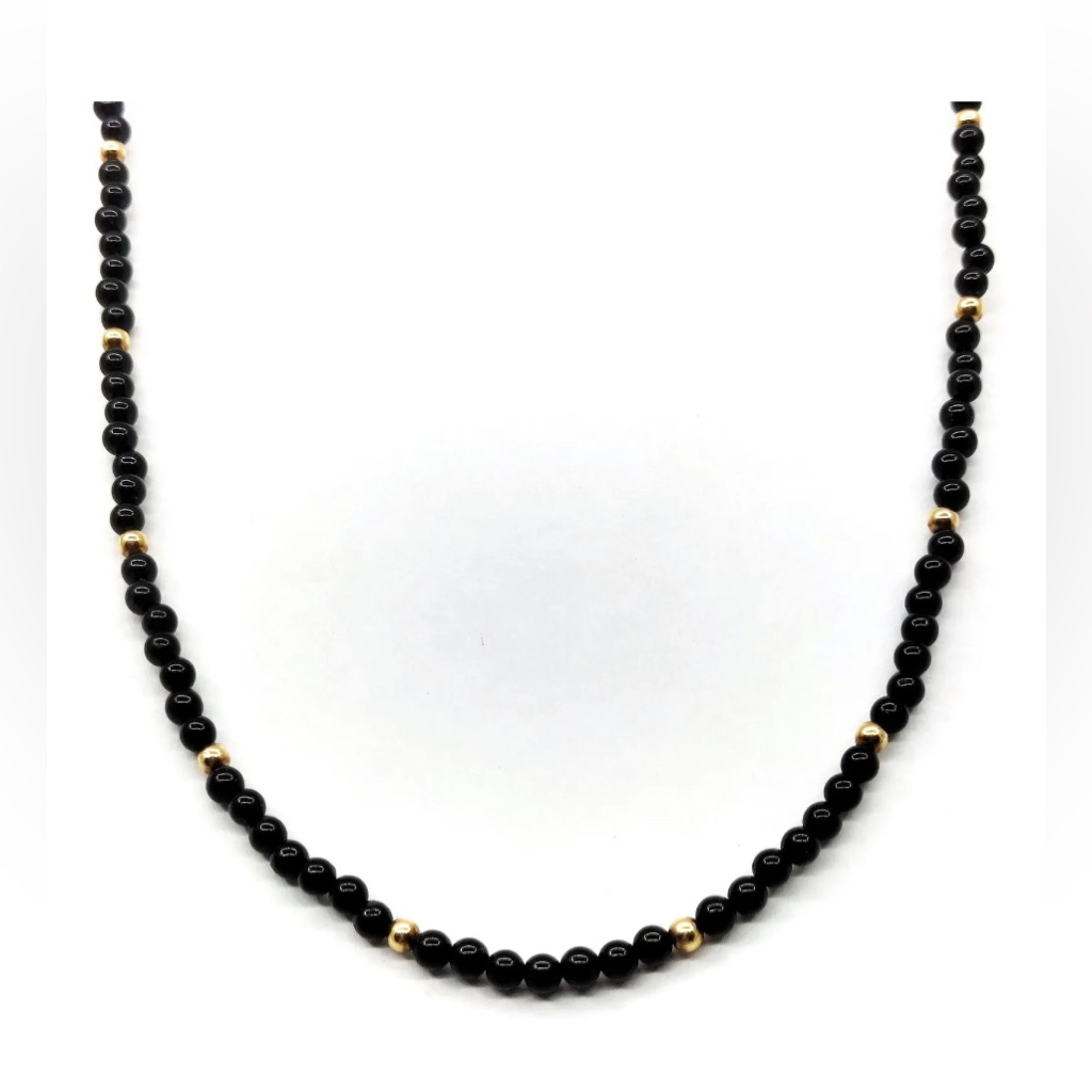 18k Black Chalcedony Baby Beads